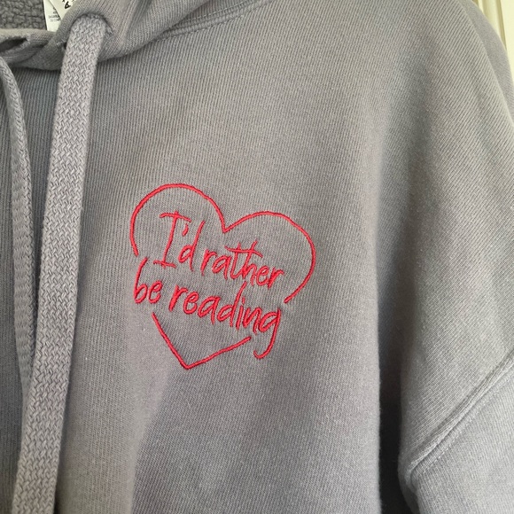 Cropped I’d Rather Be Reading Hoodie - Picture 2 of 4